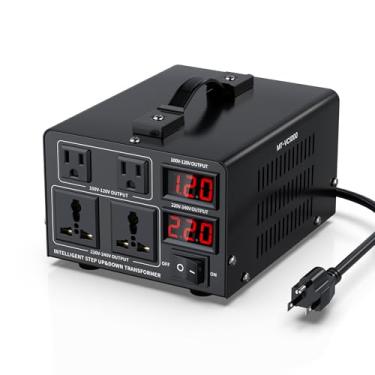 Imagem de Conversor de tensão de 1000 W (110 V a 220 V ou 220 V a 110 V), conversor step-up/down 110/120 volts - 220/240 volts com cabo de alimentação dos EUA, proteção contra disjuntor, tela LCD