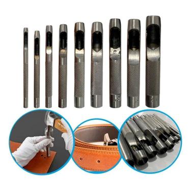 Imagem de 2X Jogo Vazador Furador Para Couro 9 Peças Perfurador