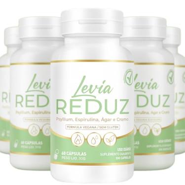 Imagem de Levia Reduz 5 Potes (300 Cápsulas) – Suplemento Alimentar com Psyllium, Espirulina, Ágar-Ágar e Cromo