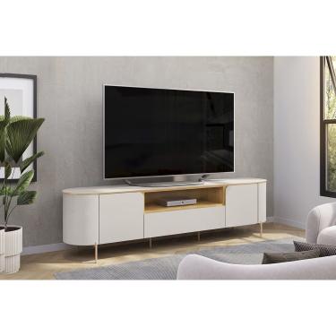 Imagem de Rack Bancada p/ TV até 75 Pol Areta c/ 2 Portas 218x57cm Bali/Cedro - DJ Móveis