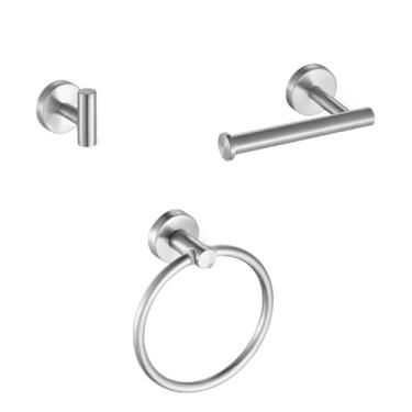 Imagem de Conjunto de acessórios para banheiro com barra de toalha prateada, toalheiro de aço inoxidável 304, suporte para papel higiênico, suporte para sabonete líquido, acessórios opcionais para banheiro, co