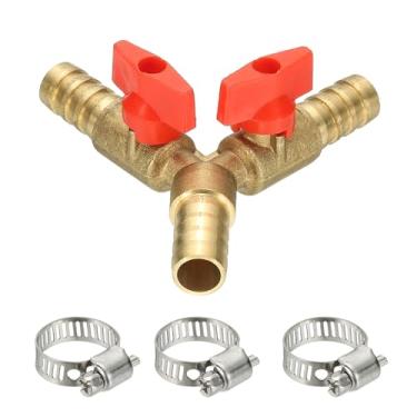 Imagem de PATIKIL Válvula esférica de desligamento de 3 vias, mangueira de jardim de 3 vias em forma de Y, 4/22.9 cm, mangueira de jardim, divisor de farpa, linha de pulverizador, peças de mangueira de