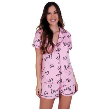 Imagem de Pijama Americano Manga Curta com Gola e Short Estampado - c11 ANASTÁCI