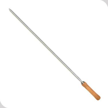 Imagem de Espeto Churrasco Carne Simples 1 Lamina 65cm Aço Cromado Cabo Madeira 