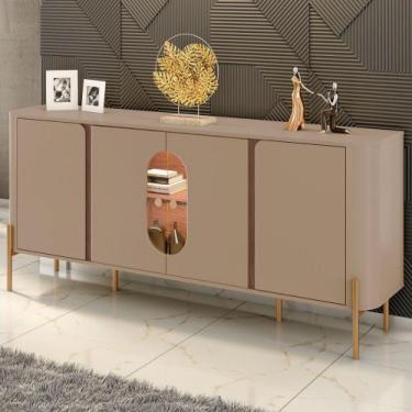 Imagem de Balcão Buffet Tambaú 4 Portas 1 Prateleira com Vidro e Led Fendi/Carva