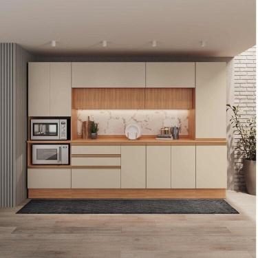 Imagem de Cozinha Modulada 6 Peças Armários, Balcões, Torre Quente, Paneleiro Aroeira Cabecasa Madeiramadeira Cinza Sereno