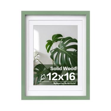 Imagem de Porta-retratos Egofine 12x16 verde de madeira maciça com acrílico