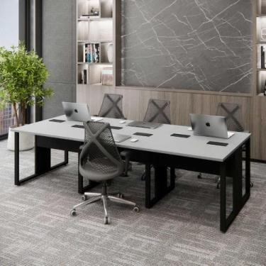 Imagem de Mesa de Escritório Plataforma 6 Pessoas 2,70m CPS Pés Metal - F5 Offic