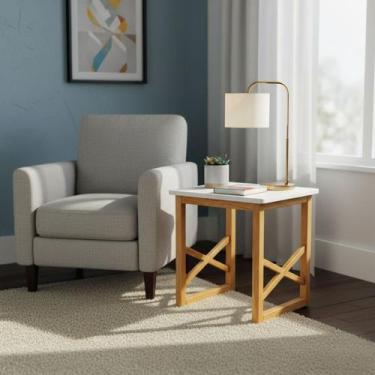 Imagem de Mesa Lateral Sala Quadrada Apoio Mesinha - 3 cores - D'ELFOS DECORAÇÕE