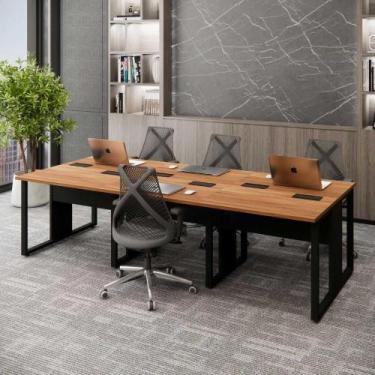 Imagem de Mesa de Escritório Plataforma 6 Pessoas 2,70m Nog Pés Metal - F5 Offic