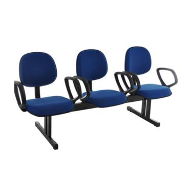 Imagem de Cadeira Executiva em longarina com 3 lugares Linha Robust Cor Azul
