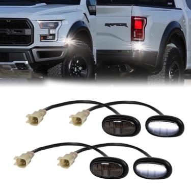 Imagem de DERMOKA Luzes de LED para para-choque lateral para Ford F150 SVT Raptor Dianteiro Traseiro 2016-2020 Lâmpadas Flare Lente fumê (Branca)