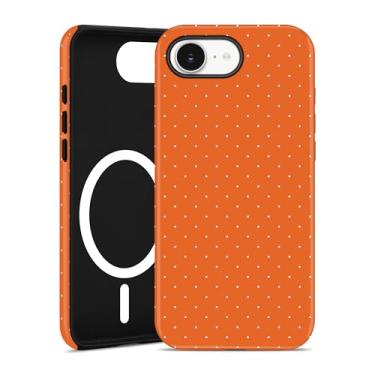 Imagem de Jusy Compatível com MagSafe Capa de bolinhas para iPhone 16e, linda capa de telefone magnética de bolinhas estéticas, TPU macio e policarbonato rígido para mulheres e meninas (fosco) - laranja