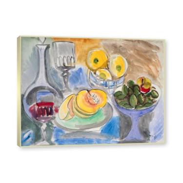 Imagem de NHLDZYH Moldura champanhe. Folhas impressionistas, (sem título 67) de Raoul Dufy, reprodução de quadros, quadros de pinturas famosas, imagem murais quartos. 60x80cm