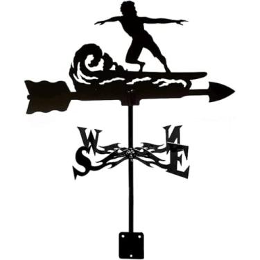 Imagem de Cata-vento De Surf De Metal Criativo Cata-vento De Aço Inoxidável Suporte Externo Retro Durável Indicador De Direção Do Vento Para Decoração De Jardim
