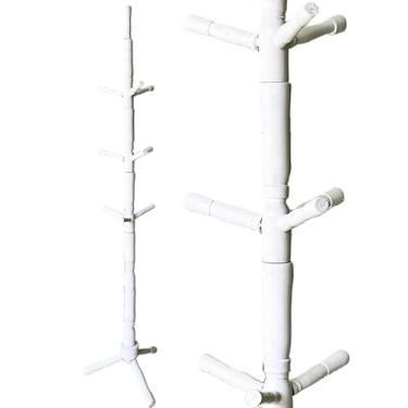 Imagem de Cabideiro, Cabideiro Mancebo Arara de Roupas 10 Ganchos em Madeira Cabide Organizador dDe Roupa, 165×30cm(Branco)