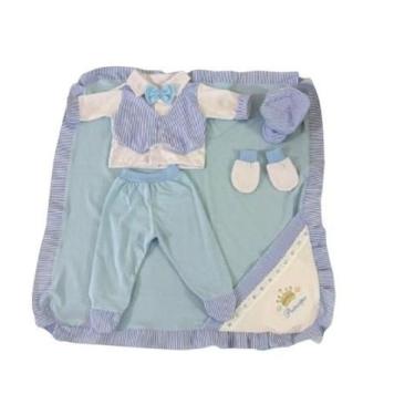 Imagem de Saida de Maternidade Menino Luxo 6 Peças Para Bebê Recém Nascido,Malha