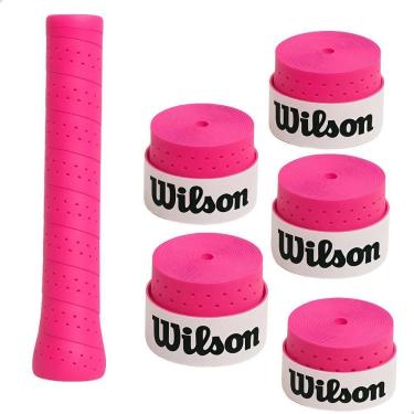 Imagem de Kit 5 Un Overgrip Raquete Beach Furado Wilson - Rosa-Chicle