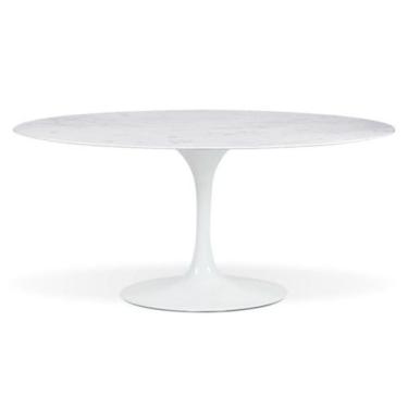 Imagem de Mesa De Jantar Saarinen Oval 137x90 Cm Mármore Branco Extra Base Branca