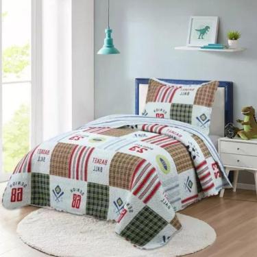 Imagem de Kit Cobre Leito Colcha Solteiro Infantil Studio Dupla Face Estampado 2 Peças - Super Ball - Cinza - 100% Poliéster