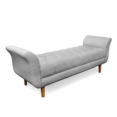 Imagem de Recamier Olinda Suede Cinza 160 Cm Pés Chanfrado Castanhos - D'rossi