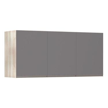 Imagem de Maleiro Ponte Casal Luciane 3 Portas Plus 145 Cm Cinza Puro