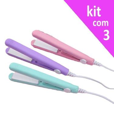 Imagem de  Kit Mini Chapinha Prancha Portatil Bivolt (3 peças) - RPC