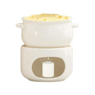 Imagem de Caneca De Fondue De Chocolate, Pote de Cerâmica com Aquecedor Resistente ao Calor, Canecas Para Derreter Chocolate Com Garfos, Para Queijo Marshmallow Manteiga Sobremesa Casamento Festa Aniversario