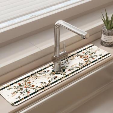 Imagem de Tapete de torneira para pia de cozinha - tapete absorvente de pia, protetor de respingos de secagem rápida para cozinha e banheiro - almofada de secagem antiderrapante com absorção de água atrás da