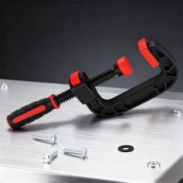 Imagem de Conjunto de grampos C, grampos para marcenaria, braçadeira C de borracha de plástico forte com força de fixação, ideal para a maioria dos projetos de bricolagem, marcenaria e fixação doméstica