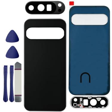 Imagem de Substituição de vidro traseiro para Pixel 9 Pro para Google Pixel 9 Pro 5G Capa traseira de vidro com fita pré-instalada e lente de câmera + ferramentas (obsidiana)