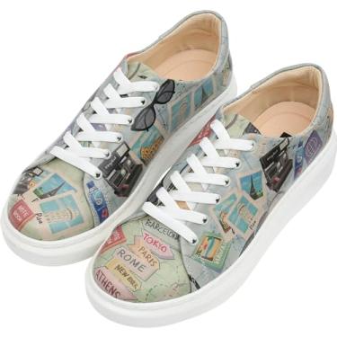 Imagem de DOGO Tênis feminino plataforma plataforma, feito à mão, couro vegano, exclusivo, Pronto para viajar, 38