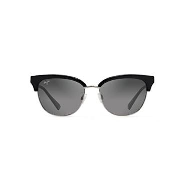 Imagem de Maui Jim Óculos de sol femininos Lokelani polarizados olho de gato, Preto com prata/cinza neutro polarizado, Small
