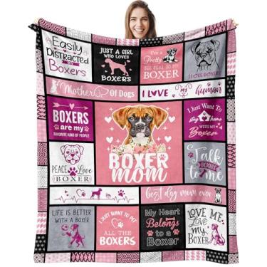 Imagem de Yufrtck Presentes de cachorro boxer para mulheres, presentes de cachorro boxer para donos, presente para amantes de cães boxers, cobertor de presente para mães boxers 152 x 127 cm