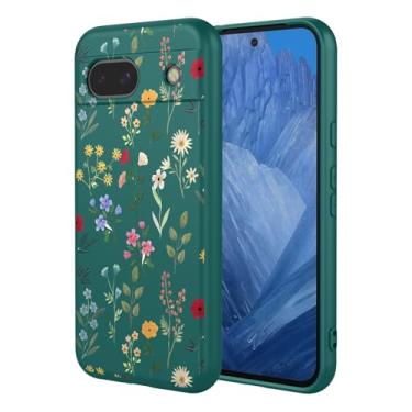 Imagem de OEURVQO Capa artística para Google 8A, capa de silicone líquido de toque macio com forro fofo, compatível com carregamento sem fio, capa protetora para Google Pixel 8A, verde exuberante