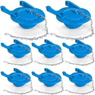 Imagem de Lasnten Kit de substituição de 8 peças de borracha de 7,6 cm para vaso sanitário com 2 alças e rolha de corrente de aço inoxidável compatível com TOTO modelo G-Max, fácil de instalar (azul)