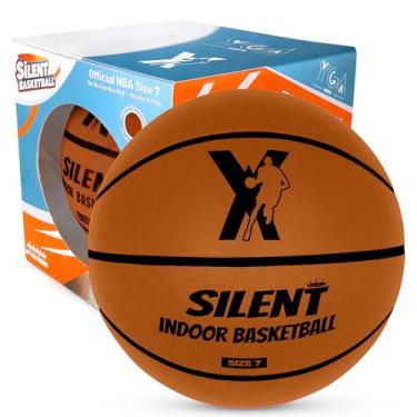 Imagem de YGA Sports Basquete silencioso tamanho 7 (75 cm) com salto atualizado de 95% - Bola de cesta interna ultra silenciosa com aderência realista - Espuma Airless ranhurada (caixa pronta para jogar