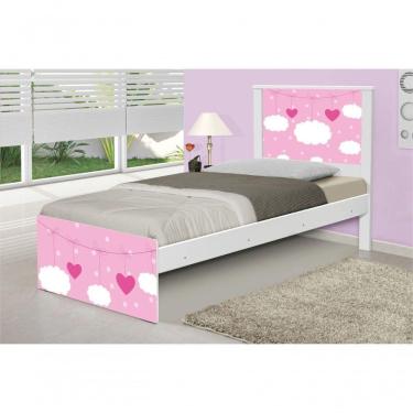 Imagem de Cama Solteiro Adesivada Nuvens Menina Com Colchão