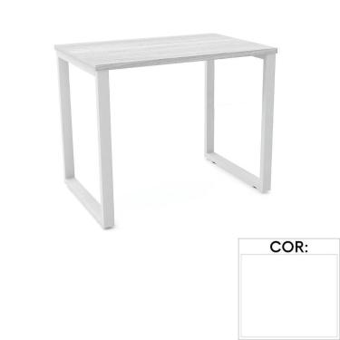 Imagem de Mesa De Escritório Pé Tubular Pe25 Em Mdp 90 X 45 Cm Branca Com Base Branca