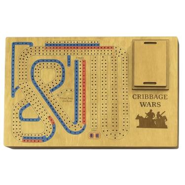 Imagem de Wooden Cribbage Wars Board Game - Cribbage War Boards Game Unique for Adults- Family Game Night Gifts - Crib Wars Board Game with Compartment for Pegs