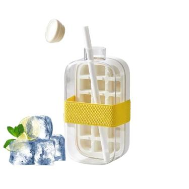 Imagem de Bandejas de cubos de gelo, máquina de gelo quadrada com tampa e máquina de cubos de gelo grande para uísque, coquetéis e caseiros, mantenha as bebidas geladas