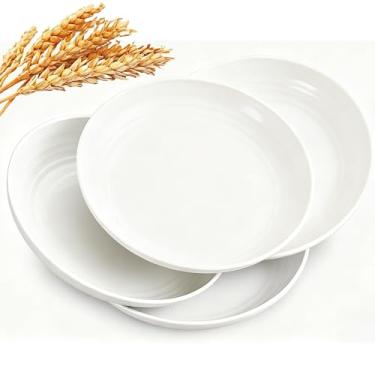 Imagem de Pratos de jantar, pratos de palha de trigo, pratos de jantar inquebráveis, conjunto de 4, pratos reutilizáveis para lava-louças e micro-ondas, pratos leves, salada, prato adulto para cozinha