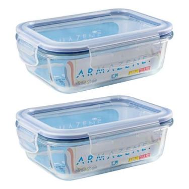 Imagem de Kit 2 Potes Herméticos 640ml Tampa Com Trava Marmita Fitness - Ls Hous