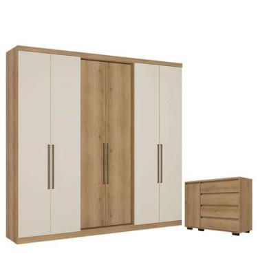 Imagem de Guarda Roupa Casal Passione Ultra 6 Portas Capuccino Off White e Cômod