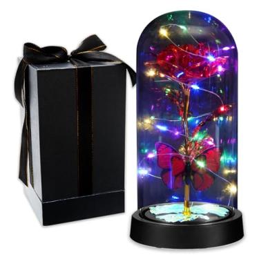 Imagem de A rosa para mulheres, flores de vidro em cúpula de vidro, rosa eterna para ela, presente de aniversário feminino para mãe, agradecimento ao professor, formatura, Natal