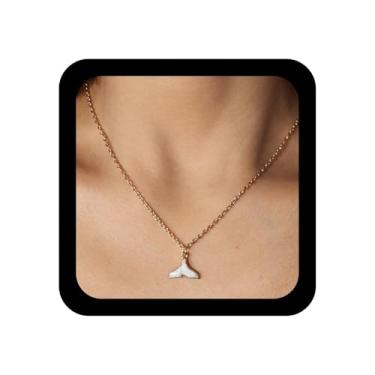 Imagem de Ximdble Colar vintage com pingente de cauda de peixe, esmaltado, cauda de sereia, gargantilha dourada minimalista, joia feminina