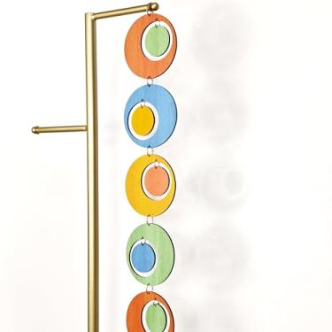 Imagem de MidModArt 18 peças de painéis de divisão de quarto suspensos de PVC arte de parede moderna de meados do século, divisórias decorativas de textura de madeira colorida MCM para sala de jantar de quarto