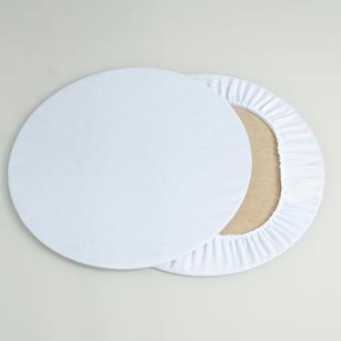 Imagem de Sousplat Kit 2 Peças, Base MDF e Capa Oxford Maquinetado, 35cm Diâmetro, Decorativo para Mesa Posta, Poliéster Lavável (Branco)