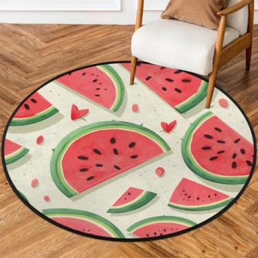 Imagem de Tapete redondo de 1,8 m de melancia, fofo, amor, macio, tapete circular antiderrapante, lavável, tapete redondo, interior, quarto, berçário, sala de estar, cozinha, casa de banho, entrada, tapete para