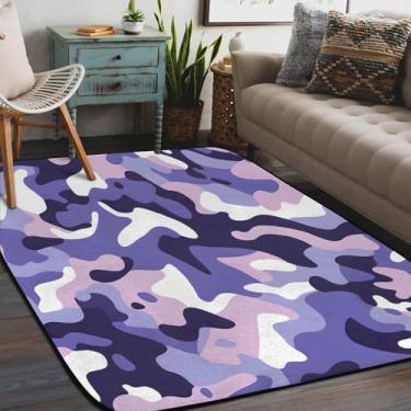 Imagem de Tapete de área para sala de estar, lavável à máquina, camuflado, roxo, antiderrapante, tapete macio, para sala de estar, quarto, sala de jantar, berçário, cozinha, decoração de casa